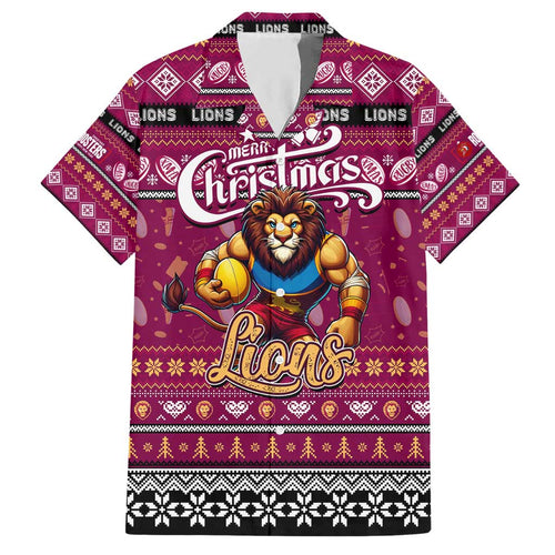 Personalized Lions Rugby Xmas Hawaiian Shirt Australia AFL Mascot