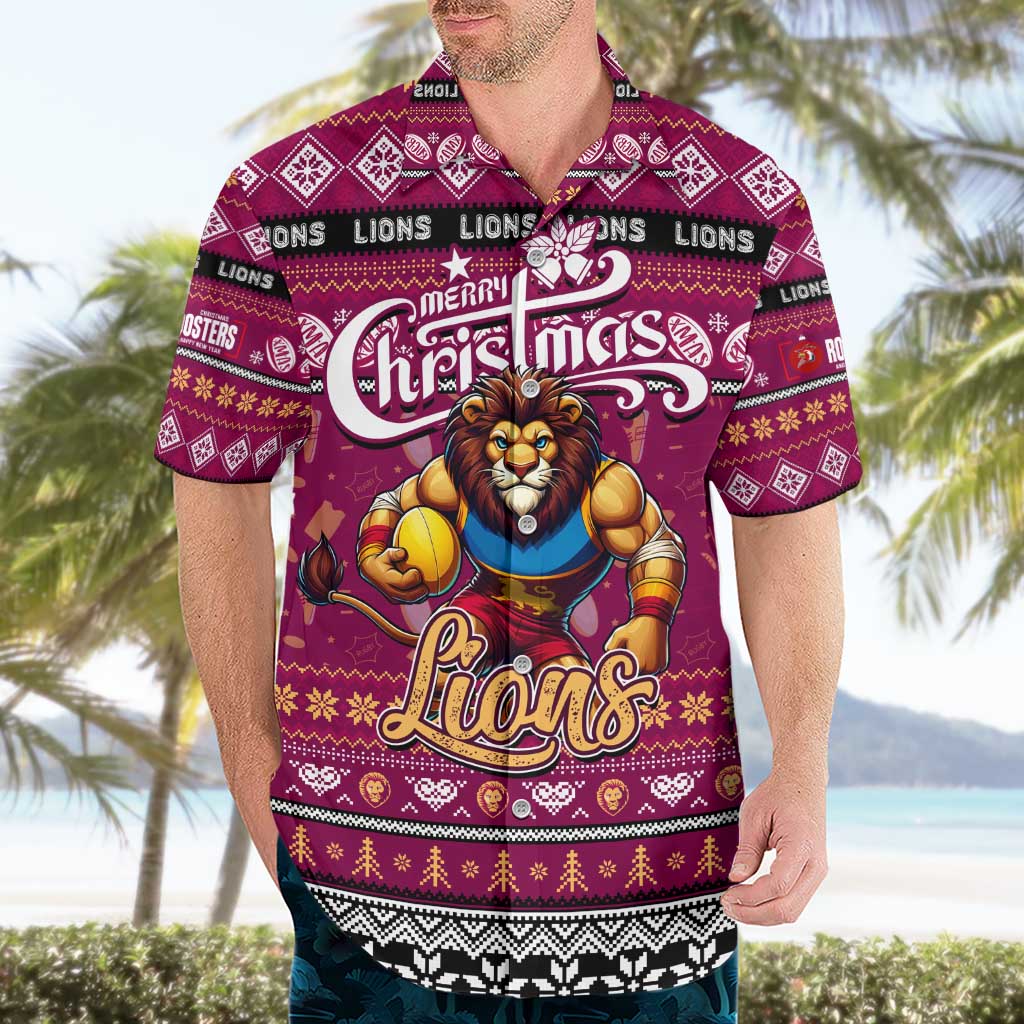 Personalized Lions Rugby Xmas Hawaiian Shirt Australia AFL Mascot