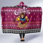 Lions Football Xmas Hooded Blanket Australia AFL Mascot