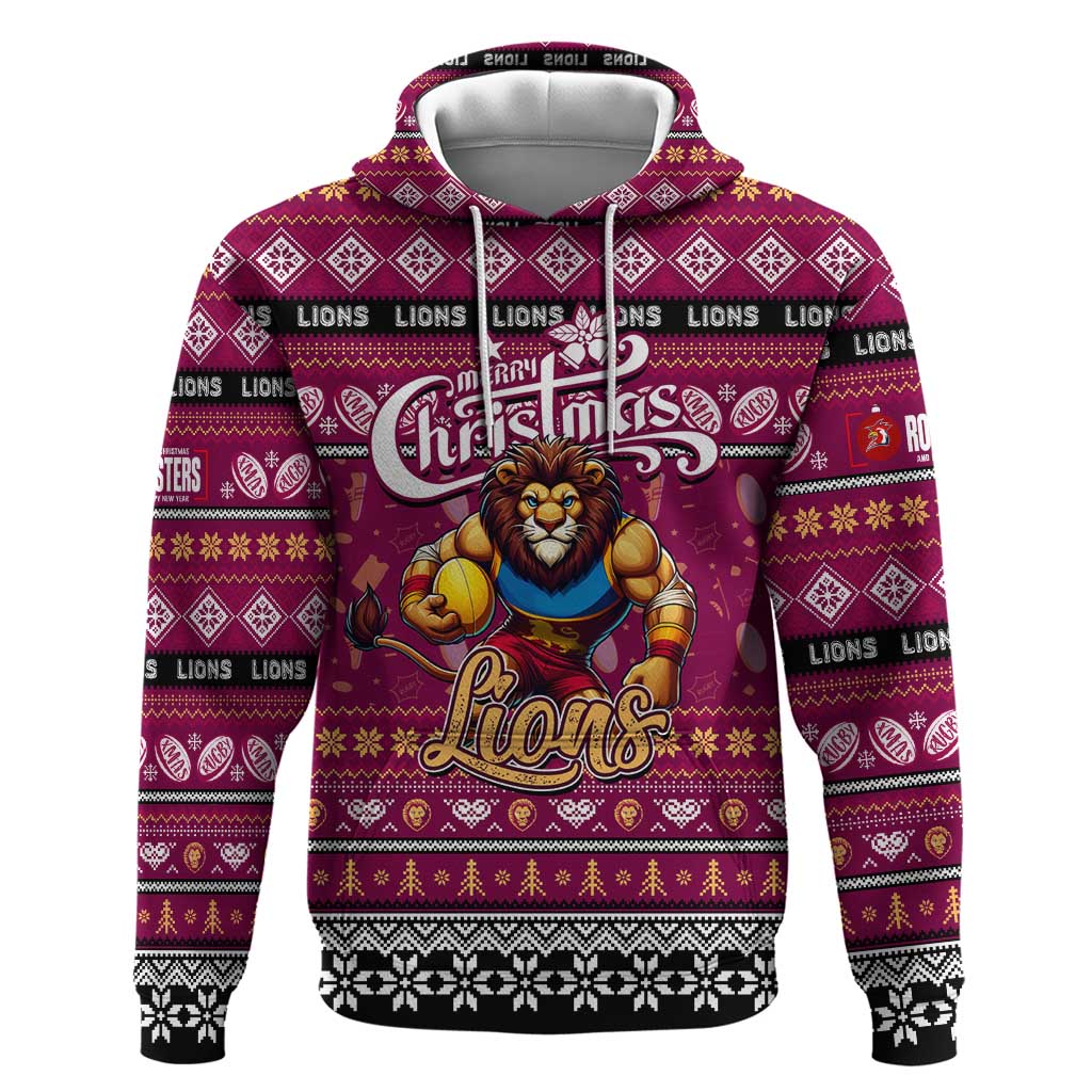 Personalized Lions Rugby Xmas Hoodie Australia AFL Mascot