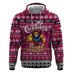 Personalized Lions Rugby Xmas Hoodie Australia AFL Mascot