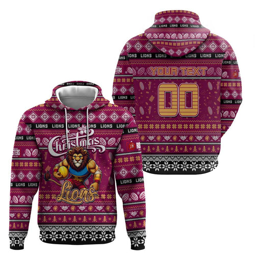 Personalized Lions Rugby Xmas Hoodie Australia AFL Mascot