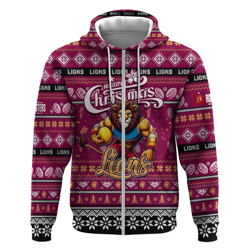 Personalized Lions Rugby Xmas Hoodie Australia AFL Mascot