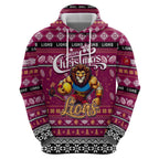 Personalized Lions Rugby Xmas Hoodie Australia AFL Mascot