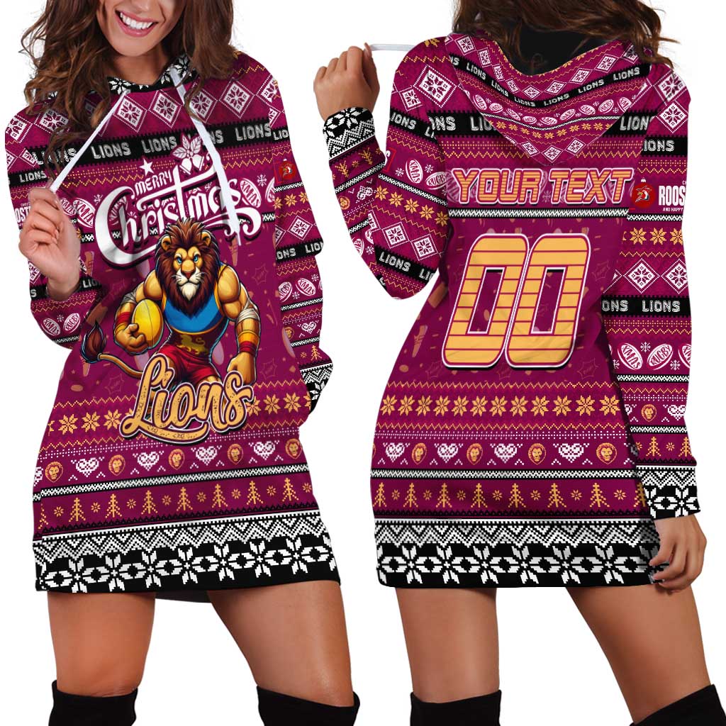 Personalized Lions Rugby Xmas Hoodie Dress Australia AFL Mascot