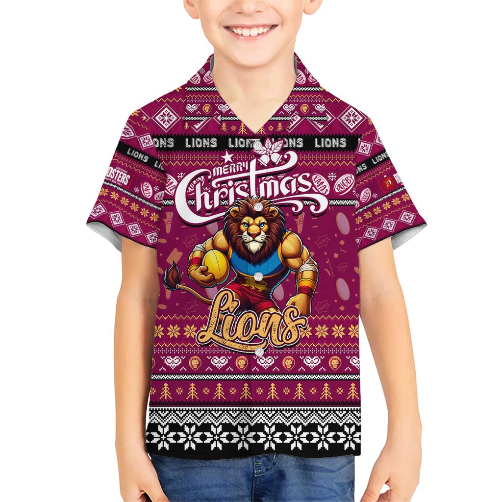 Personalized Lions Rugby Xmas Kid Hawaiian Shirt Australia AFL Mascot