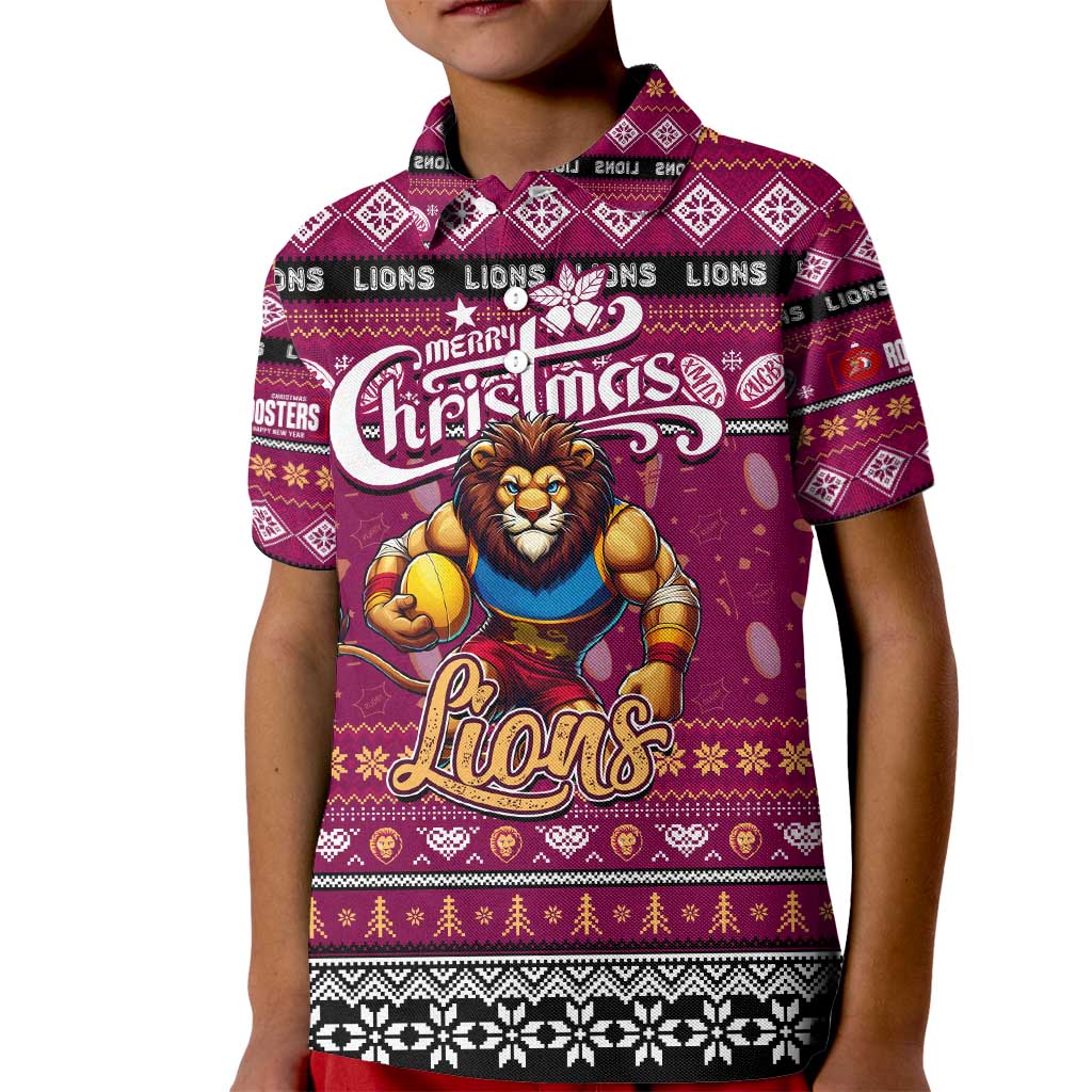 Personalized Lions Rugby Xmas Kid Polo Shirt Australia AFL Mascot
