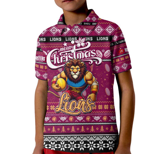 Personalized Lions Rugby Xmas Kid Polo Shirt Australia AFL Mascot