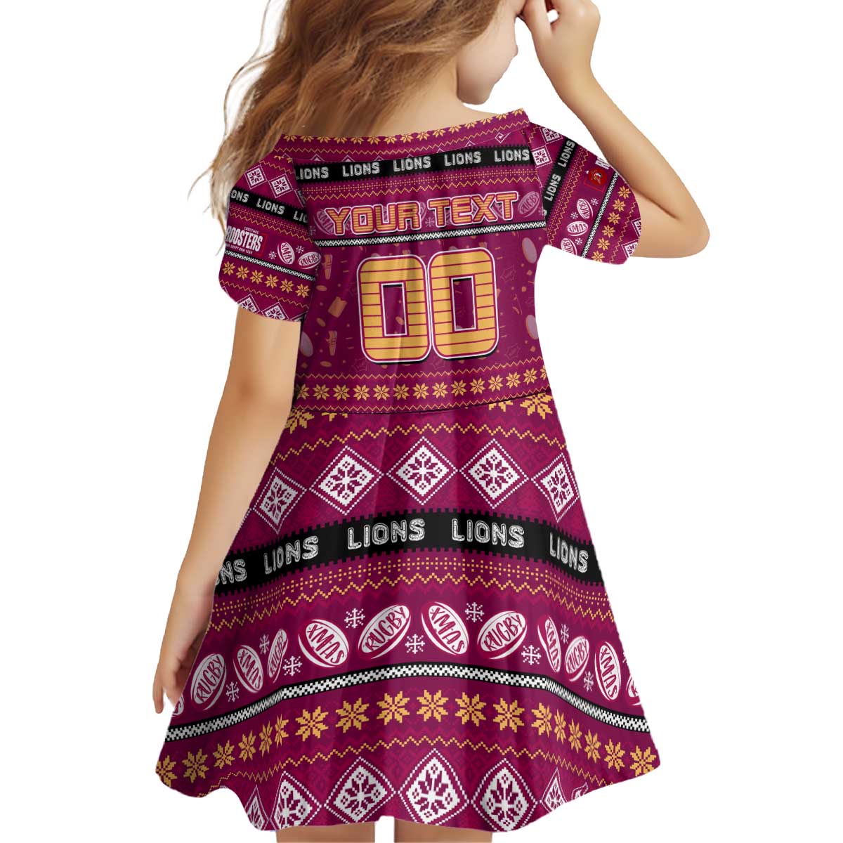 Personalized Lions Rugby Xmas Kid Short Sleeve Dress Australia AFL Mascot