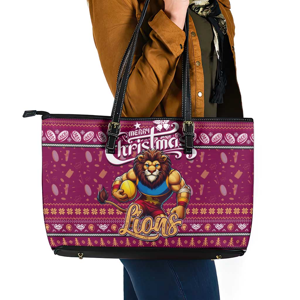 Lions Football Xmas Leather Tote Bag Australia AFL Mascot