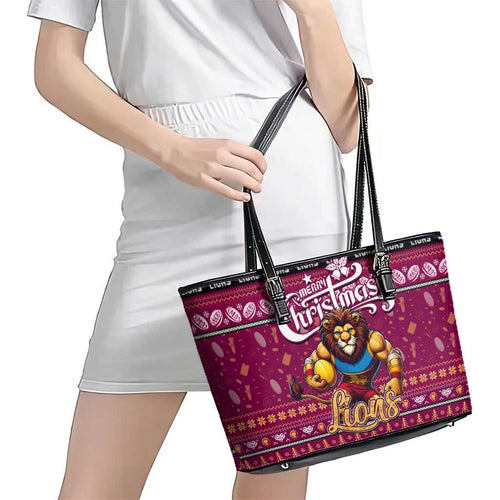Lions Football Xmas Leather Tote Bag Australia AFL Mascot