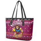 Lions Football Xmas Leather Tote Bag Australia AFL Mascot