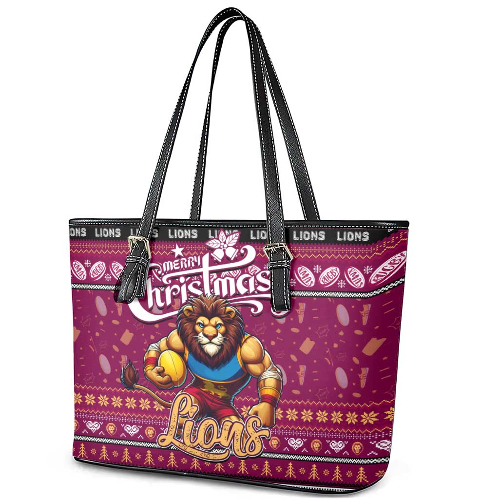 Lions Football Xmas Leather Tote Bag Australia AFL Mascot