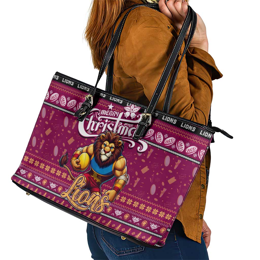 Lions Football Xmas Leather Tote Bag Australia AFL Mascot
