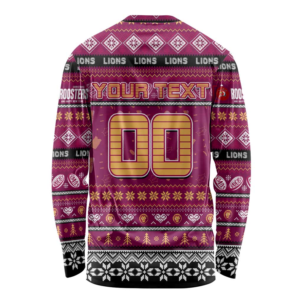 Personalized Lions Rugby Xmas Long Sleeve Shirt Australia AFL Mascot