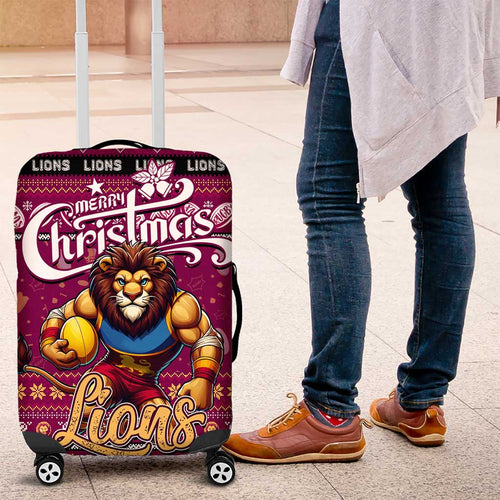 Lions Football Xmas Luggage Cover Australia AFL Mascot