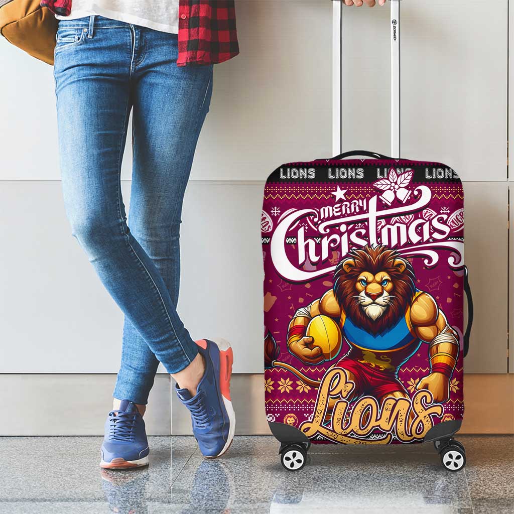 Lions Football Xmas Luggage Cover Australia AFL Mascot