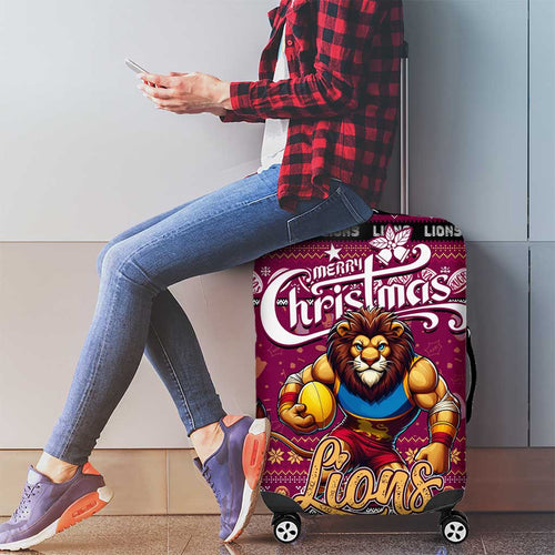Lions Football Xmas Luggage Cover Australia AFL Mascot