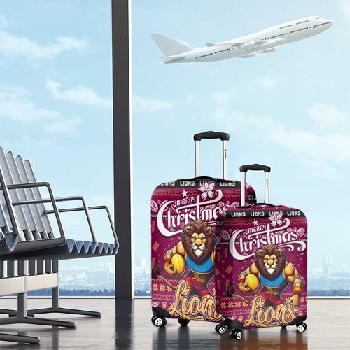 Lions Football Xmas Luggage Cover Australia AFL Mascot