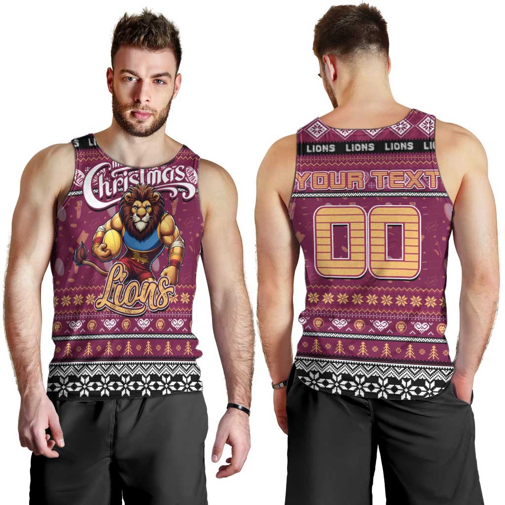 Personalized Lions Rugby Xmas Men Tank Top Australia AFL Mascot