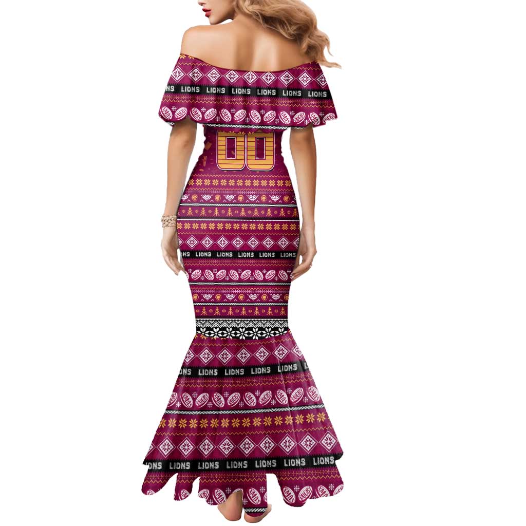 Personalized Lions Rugby Xmas Mermaid Dress Australia AFL Mascot