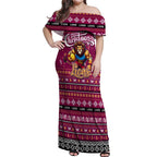 Personalized Lions Rugby Xmas Off Shoulder Maxi Dress Australia AFL Mascot