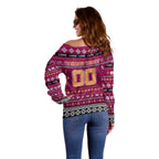 Personalized Lions Rugby Xmas Off Shoulder Sweater Australia AFL Mascot