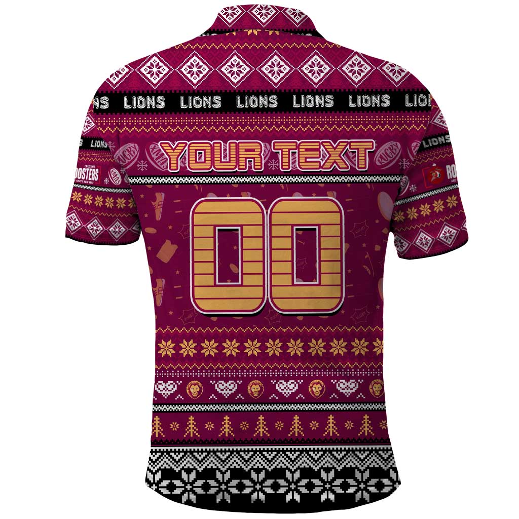 Personalized Lions Rugby Xmas Polo Shirt Australia AFL Mascot