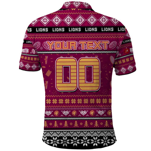 Personalized Lions Rugby Xmas Polo Shirt Australia AFL Mascot
