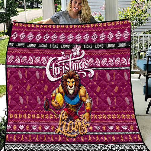 Lions Football Xmas Quilt Australia AFL Mascot