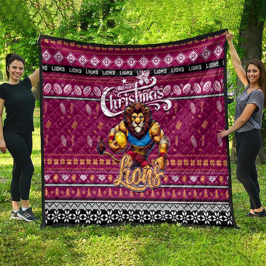 Lions Football Xmas Quilt Australia AFL Mascot