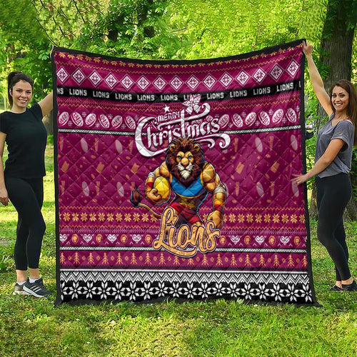Lions Football Xmas Quilt Australia AFL Mascot