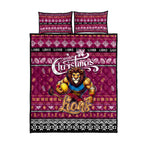 Lions Football Xmas Quilt Bed Set Australia AFL Mascot
