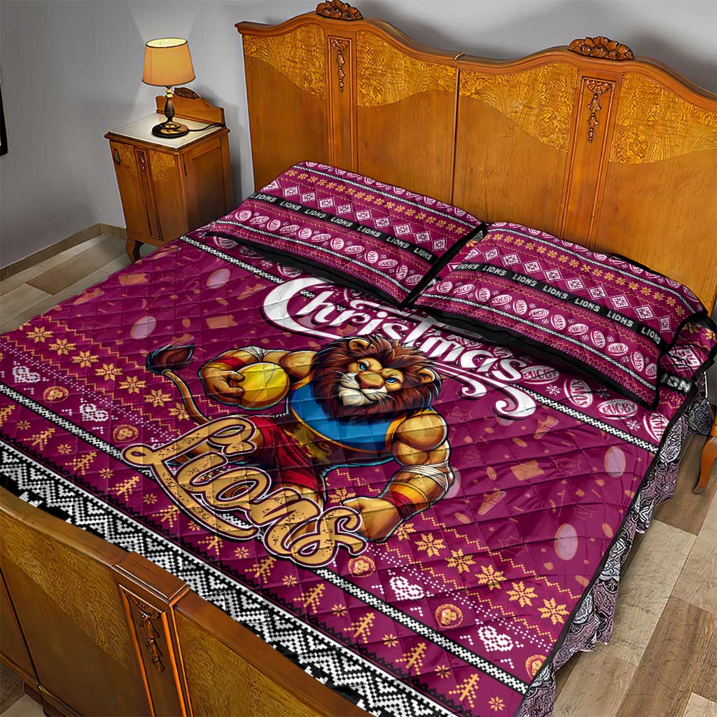 Lions Football Xmas Quilt Bed Set Australia AFL Mascot