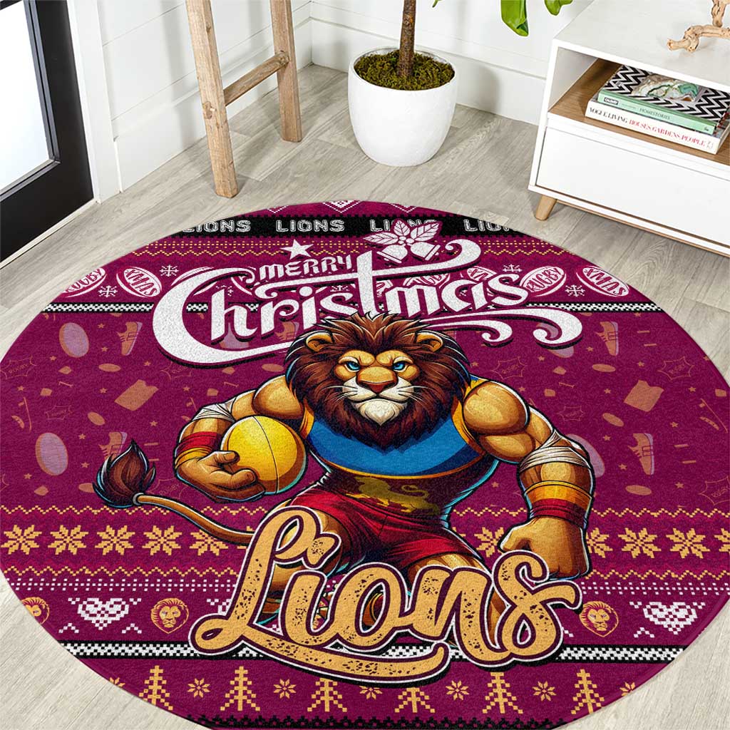Lions Football Xmas Round Carpet Australia AFL Mascot