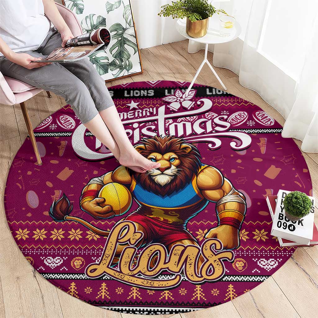 Lions Football Xmas Round Carpet Australia AFL Mascot