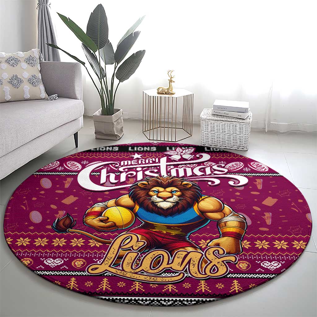 Lions Football Xmas Round Carpet Australia AFL Mascot