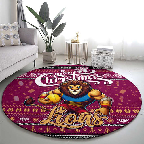 Lions Football Xmas Round Carpet Australia AFL Mascot