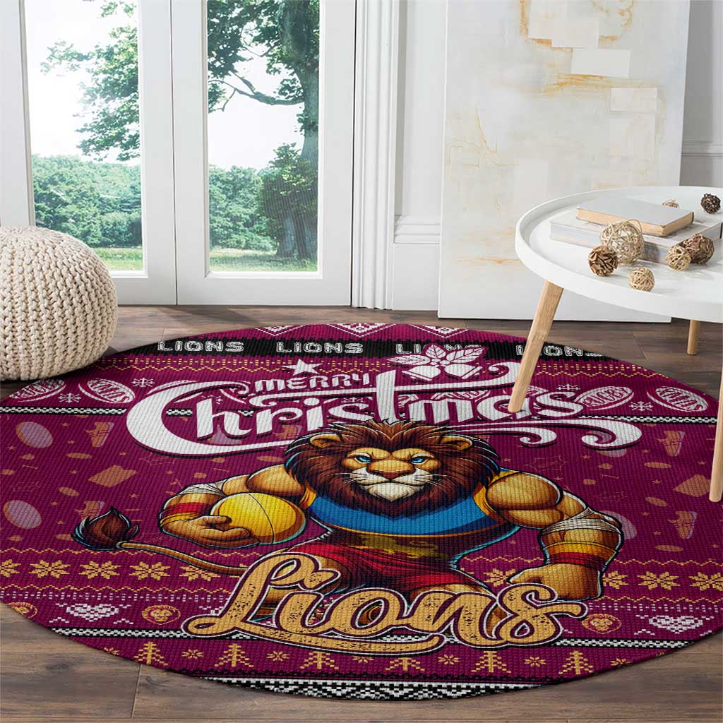 Lions Football Xmas Round Carpet Australia AFL Mascot