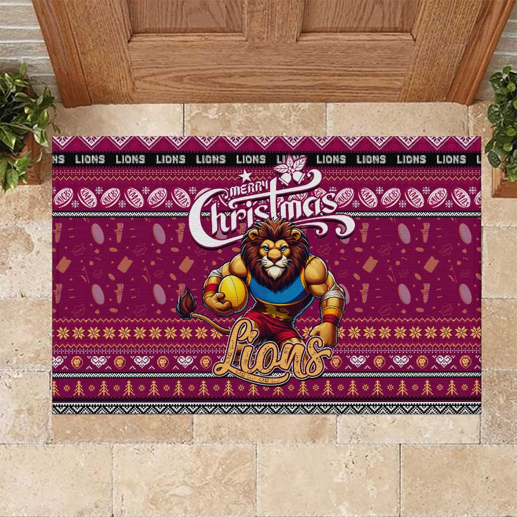 Lions Football Xmas Rubber Doormat Australia AFL Mascot