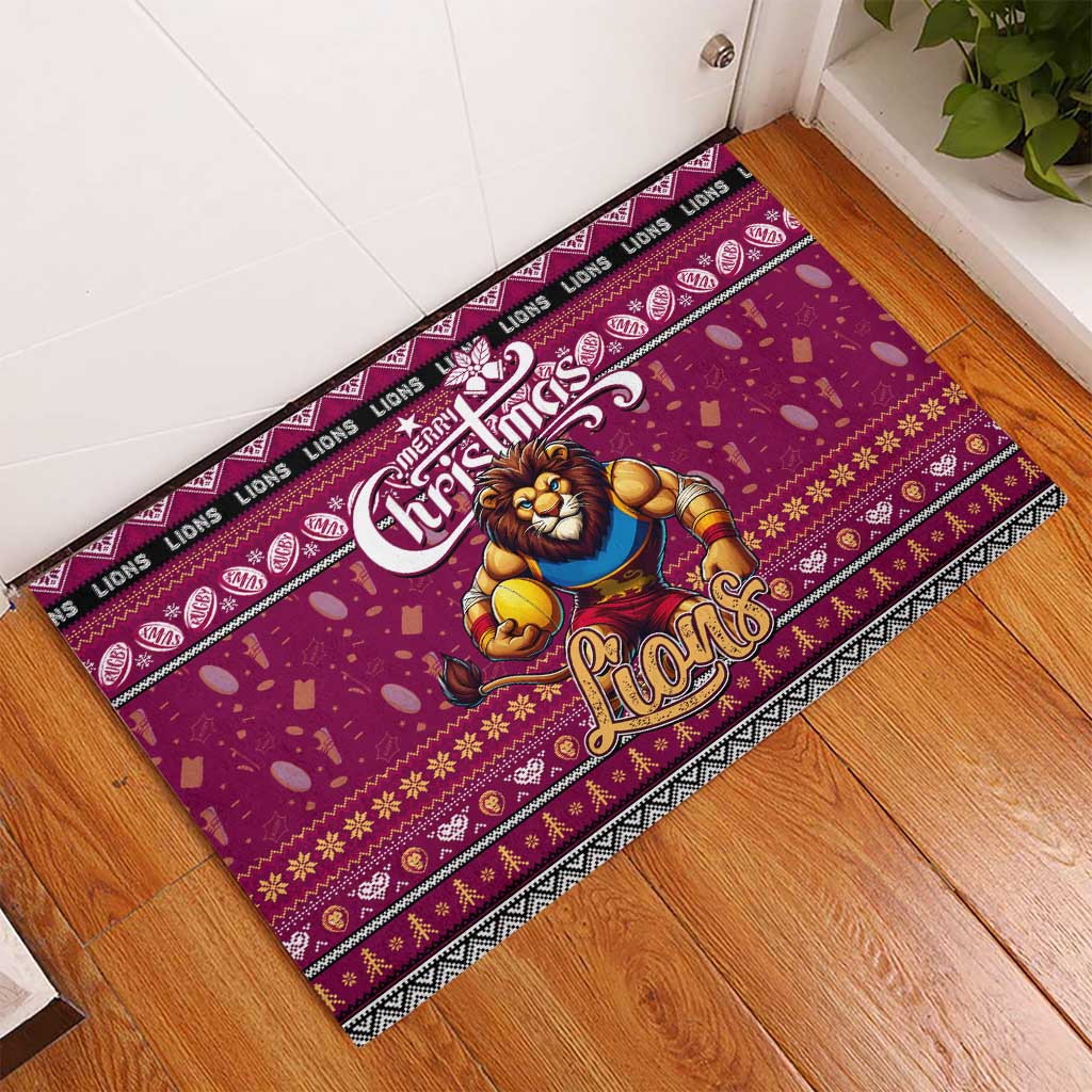 Lions Football Xmas Rubber Doormat Australia AFL Mascot
