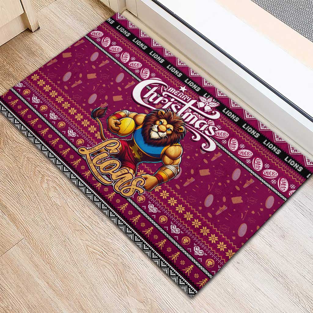 Lions Football Xmas Rubber Doormat Australia AFL Mascot