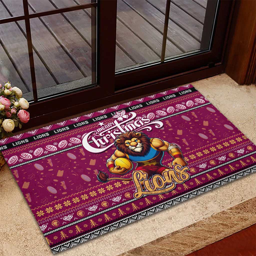 Lions Football Xmas Rubber Doormat Australia AFL Mascot