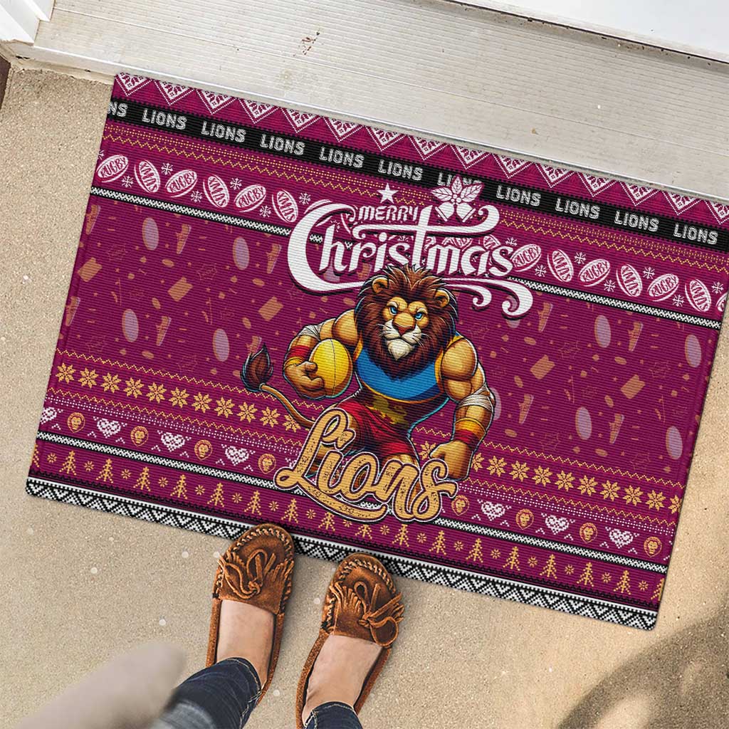 Lions Football Xmas Rubber Doormat Australia AFL Mascot