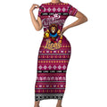 Personalized Lions Rugby Xmas Short Sleeve Bodycon Dress Australia AFL Mascot