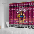 Lions Football Xmas Shower Curtain Australia AFL Mascot