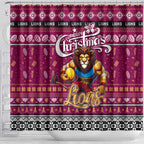 Lions Football Xmas Shower Curtain Australia AFL Mascot