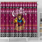 Lions Football Xmas Shower Curtain Australia AFL Mascot