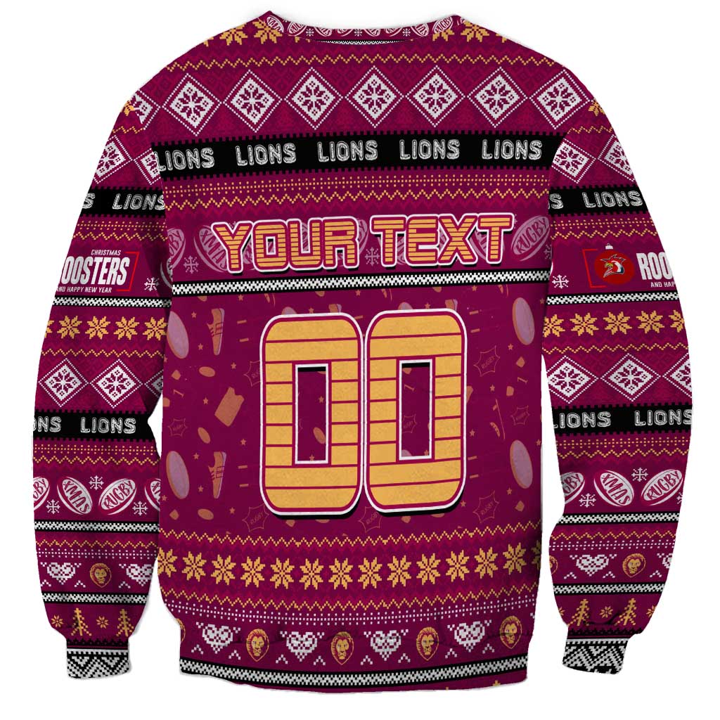 Personalized Lions Rugby Xmas Sweatshirt Australia AFL Mascot