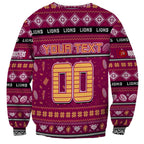 Personalized Lions Rugby Xmas Sweatshirt Australia AFL Mascot